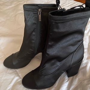 Marc Fisher black satin boots size 9 NWT